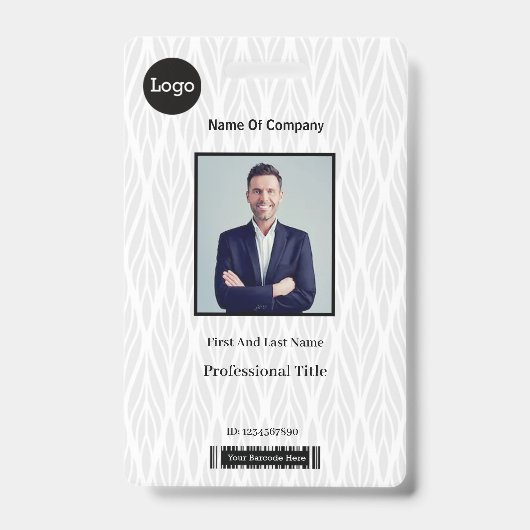 Badge ID d'identification photo blanc et gris (Avant)