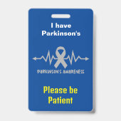 Badge ID d'invalidité Lanyard de Parkinson (Avant)