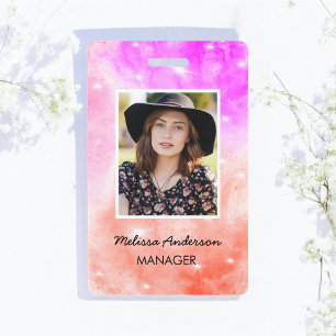 Badge ID du personnel du salon Peach Purple