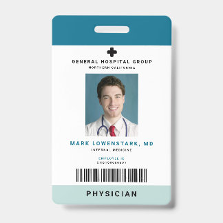 Badge ID du personnel médical + code-barres vertical