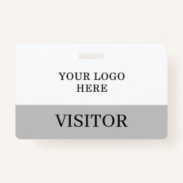 Badge ID du visiteur en blanc et gris Personnaliser hori