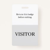 Badge ID du visiteur en Personnaliser verticale blanche  (Dos)