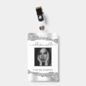 Badge ID élégant et glamour avec diamants et paill (Avant avec clip)