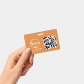 Badge ID employé avec code QR Simple Orange (Manuel / portable)