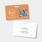 Badge ID employé avec code QR Simple Orange (Avant & arrière)