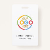 Badge ID employé blanc simple avec logo d'entreprise per (Dos)