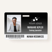 Badge ID employé de dégradé noir Ajouter votre logo (Devant)