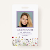 Badge ID employé de l'enseignant fleur sauvage (Dos)