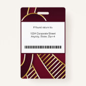 Badge ID employé de l'entreprise Abstraite moderne | Bou (Dos)