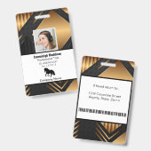 Badge ID employé de l'entreprise Abstraite moderne | Or  (Front & Back)