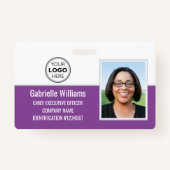Badge ID employé de l'entreprise Sécurité photo violet (Devant)