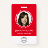 Badge ID employé d'entreprise personnalisé rouge (Devant)