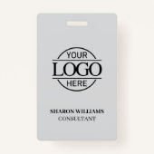 Badge ID employé gris clair avec logo d'entreprise perso (Dos)