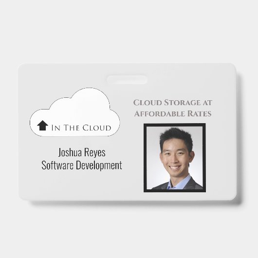 Badge ID employé gris clair et noir horizontal (Face)