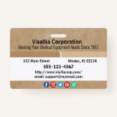 Badge ID employé Horizontal beige et blanc (Dos)