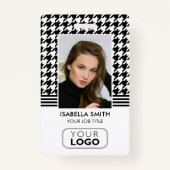 Badge ID employé Logo de la société QR Houndstooth Blanc (Devant)