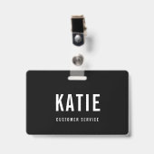 Badge ID employé Logo de l'entreprise Noir et blanc (Avant avec clip)
