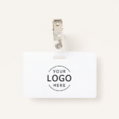 Badge ID employé Logo de l'entreprise Noir et blanc (Dos avec clip)