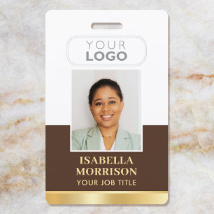 Badge ID employé Nom Logo de l'entreprise Marron Or Entr