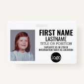 Badge ID employé personnalisé - Photo, Code barre, Logo, (Devant)