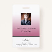 Badge ID employé professionnel dégradé rose (Devant)
