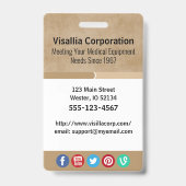 Badge ID employé Vertical beige et blanc (Dos)