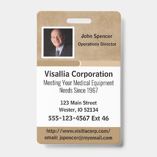 Badge ID employé Vertical beige et blanc (Face)