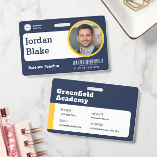 Badge ID Enseignant Personnalisé avec Logo de l'Éc