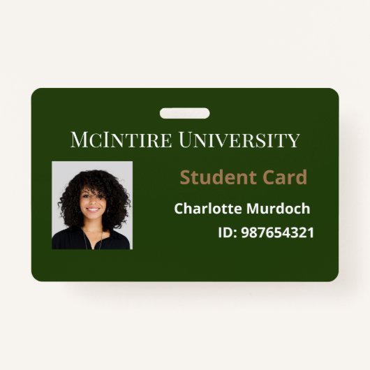 Badge ID étudiant de l'université McIntire (Devant)