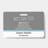 Badge ID Expo Horizontal Gris, Blanc & Bleu (Arrière)