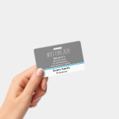 Badge ID Expo Horizontal Gris, Blanc & Bleu (Manuel / portable)