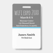 Badge ID Expo Vertical Gris, Blanc & Bleu (Arrière)