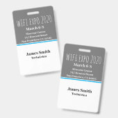 Badge ID Expo Vertical Gris, Blanc & Bleu (Avant & arrière)