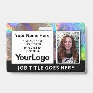 Badge ID Holographique Arc-en-Ciel Argent avec Acc