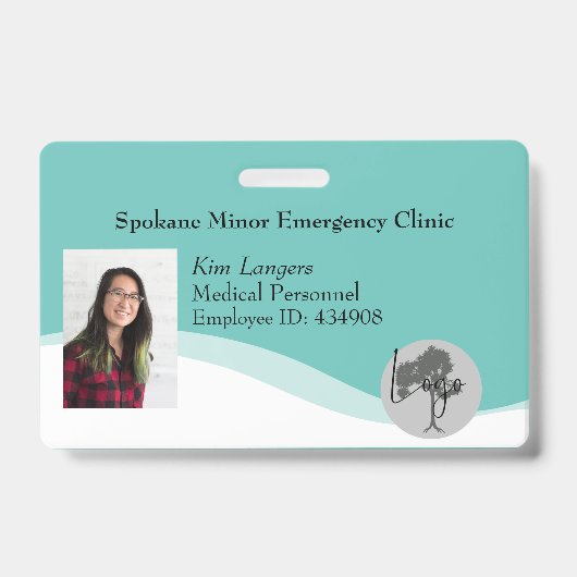 Badge ID horizontal Lanyard Insigne générique Turquoise (Front)