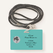 Badge ID horizontal Lanyard Insigne générique Turquoise  (Derrière avec lanière)