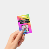 Badge ID image Bright Neon Modern Rainbow Business Mauva (À main)