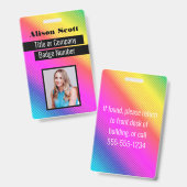Badge ID image Bright Neon Modern Rainbow Business Mauva (Recto et verso)