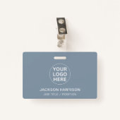 Badge ID logo professionnel Dusty Blue Company (Devant avec clip)