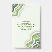 Badge ID Luxe Agate Pailleté Vert Émeraude Géode (Arrière)
