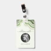 Badge ID Luxe en Géode d'agate à paillettes vert é (Avant avec clip)