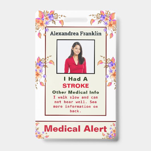 Badge ID maladie Médicale de l'alerte de contact d'urgen (Front)