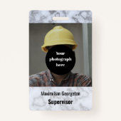 Badge ID marbre gris argent Faux (Devant)