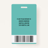 Badge ID Médicale de l'hôpital simple (Dos)