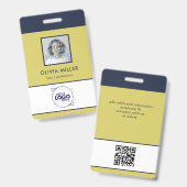 Badge ID Minimaliste Jaune Chaud Douce (Avant & arrière)
