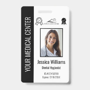 Badge ID noir d'employé certifié Médicale personnalisé