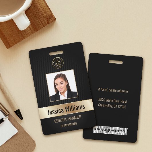 Badge ID noir d'employé d'entreprise personnalisé