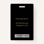 Badge ID noir d'employé d'entreprise personnalisé (Dos)