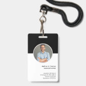 Badge ID noir | ID photo de l'employé Sécurité de la soc (Avant avec lanière)