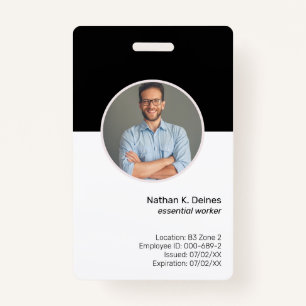 Badge ID noir ID photo de l'employé Sécurité de la soc
